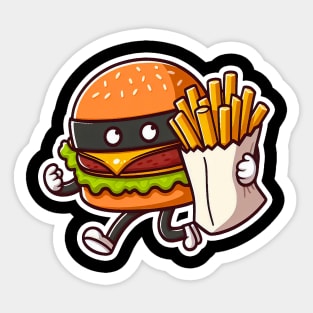 Hamburger Burglar and French Fries Sticker